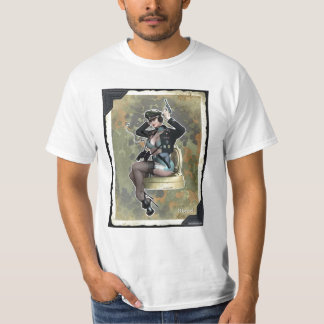 Men's T-shirt with a beautiful vintage girl in uni