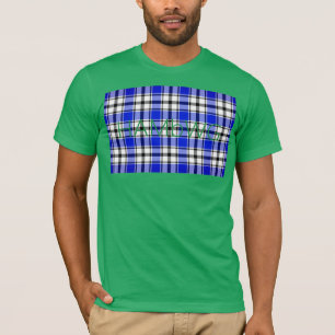 Men's T-shirt with Blue Plaid Design. HAMbWG