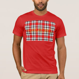 Men's T-shirt with Red Plaid Design. HAMbWG