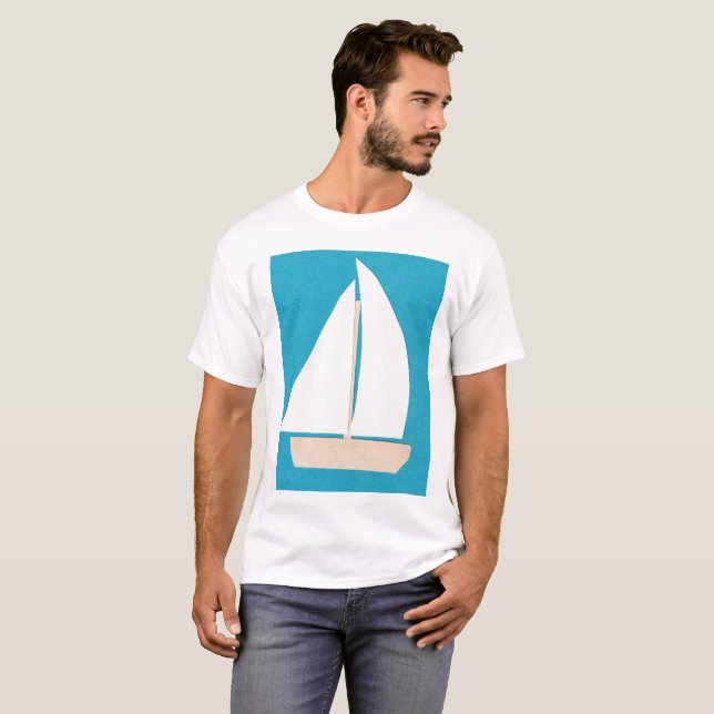Men's T-shirt with White Sailboat (Front Full)