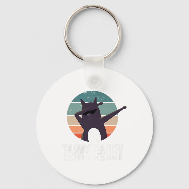 Mens Tabby Daddy Tee Cat Daddy Dad Fathers Key Ring (Front)