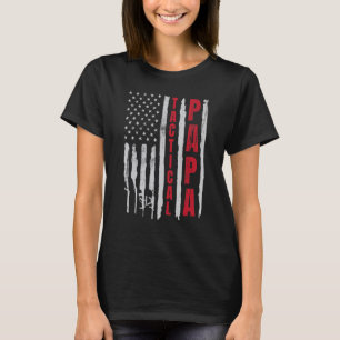 Mens Tactical Papa Big American Flag Patriots T-Shirt