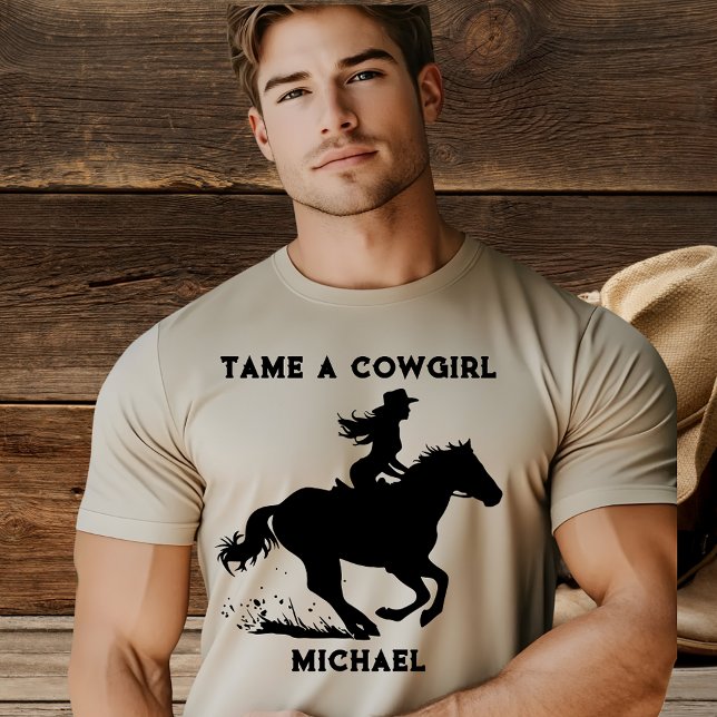 Men's Tame a Cowgirl Girl on Horse T-Shirt (Creator Uploaded)
