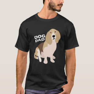 Mens Tan Black & White Basset Hound Dog Dad Man T-Shirt