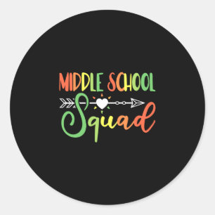 Mens teacher middle school squad performance  classic round sticker