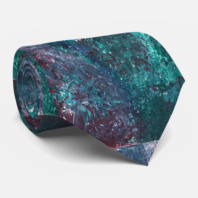 Men's Teal Art Necktie (Rolled)