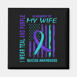 Mens Teal Purple Ribbon Suicide Awareness Flag Wif Magnet