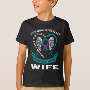 Mens Teal Purple Ribbon Wings Suicide Awareness Pr T-Shirt