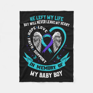 Mens Teal Purple Suicide Awareness Son Baby Boy Fleece Blanket