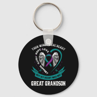 Mens Teal Purple Wing Awareness Prevention Great Key Ring