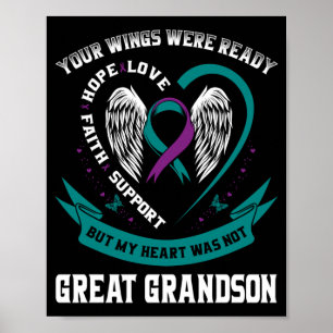 Mens Teal Purple Wing Awareness Prevention Great Poster