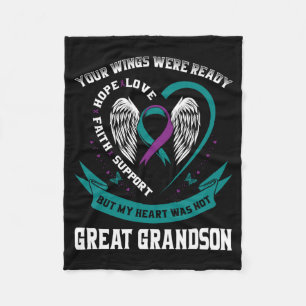 Mens Teal Purple Wing Suicide Awareness Prevention Fleece Blanket