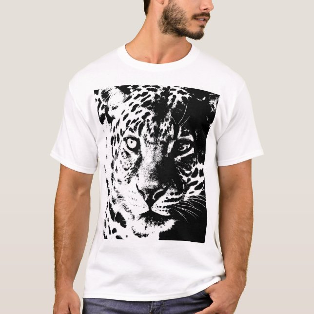 Mens Tee Shirts Template Pop Art Animal Leopard (Front)