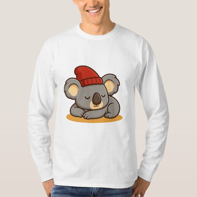 Men's Tee with a Cartoon Illustration of a Koala (Front)