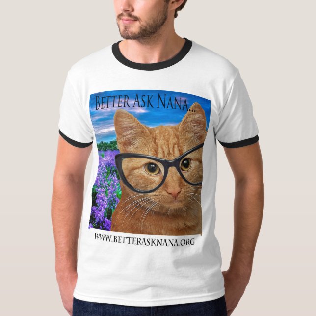 mens tee with black ring sleebes and neck (Front)