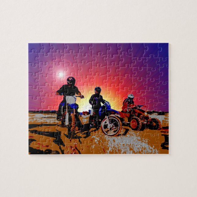 Men's Teen Boy's Motocross Motorbike Riding Jigsaw Puzzle (Horizontal)