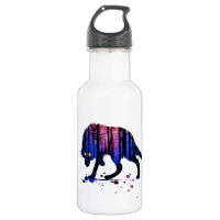 Mens Teen Boys Wolf Galaxy Star Forest Silhouette
