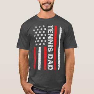 Mens Tennis Dad American Flag Dad Tennis Father's T-Shirt