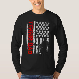 Mens Tennis Us American Flag For Patriotic Dad Fat T-Shirt