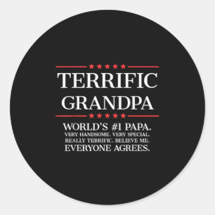 Mens Terrific Grandpa Classic Round Sticker