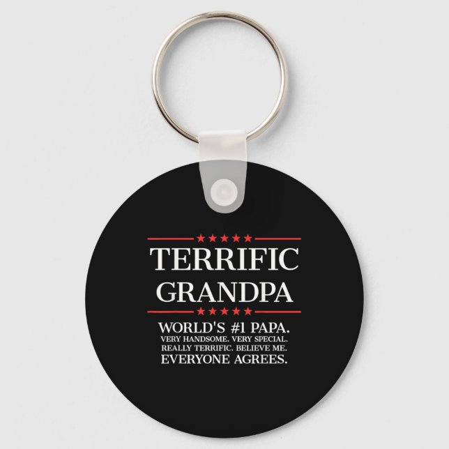 Mens Terrific Grandpa  Key Ring (Front)