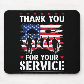 Mens thank for service military veteran memorial mouse pad