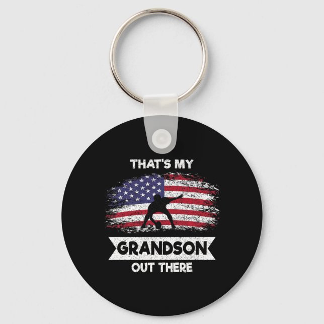 Mens That's my grandson out there American Footbal Key Ring (Front)