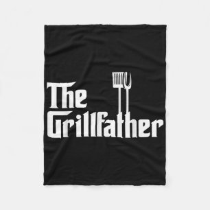 Mens The Grillfather Funny Bbq Grill Chef Fleece Blanket