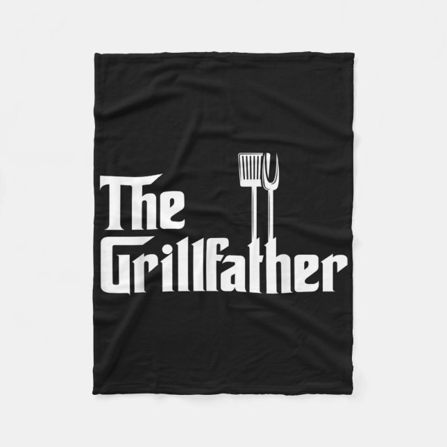 Mens The Grillfather Funny Bbq Grill Chef  Fleece Blanket (Front)