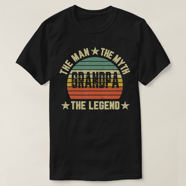 Mens The Man The Myth The Grandpa Gift Fathers Day T-Shirt (Design Front)