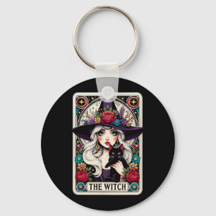 Mens The Witch Tarot Card Halloween Gothic Witchy Key Ring