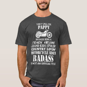 Mens They Call Me Pappy Motorcycle Biker Shirt Gre