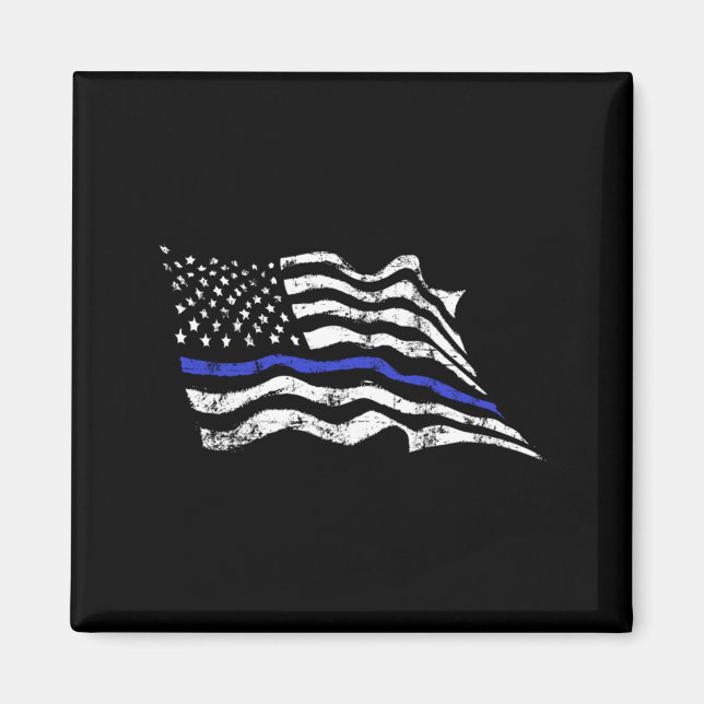 Mens Thin Blue Line Flag Back The Blue Patriotic Magnet (Front)