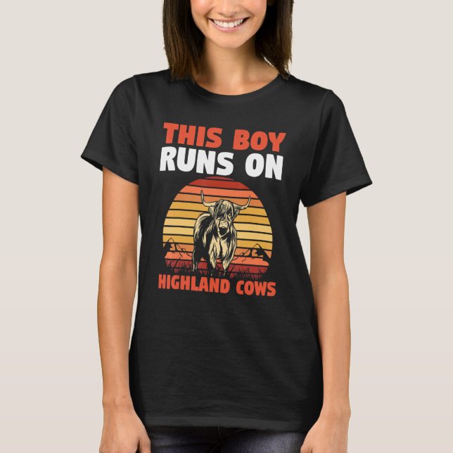Mens This Boy Runs On Highland Cows T-Shirt (Front)