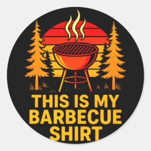 Mens this is barbecue - retro bbq grilling classic round sticker
