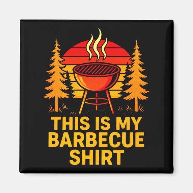 Mens this is barbecue - retro bbq grilling magnet (Front)