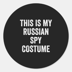 Mens this is russian spy costume funny couples classic round sticker