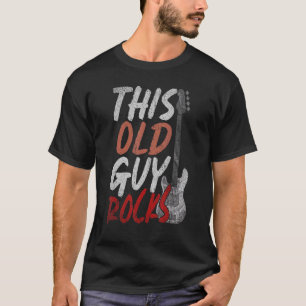 Mens This Old Guy Rocks Bass Guitarist Music Bassi T-Shirt