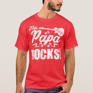 Mens This Papa Rocks T   Guitar Rock n Roll Funny  T-Shirt