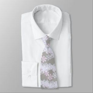 Men's Tie-Christmas Snowflakes-Grey Tie