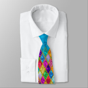 Men's Tie, Colourful Jewels Design Isolated on Tie