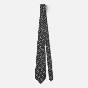 Men's Tie geometric tribal black and grey print