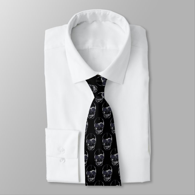 Men's Tie-Halloween Skulls Tie (Tied)
