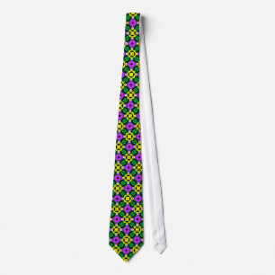 Men's Tie: Mardi Gras Bright Neon Geometric Tie