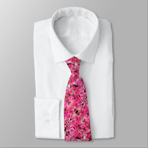 Men's Tie Pink Leaves