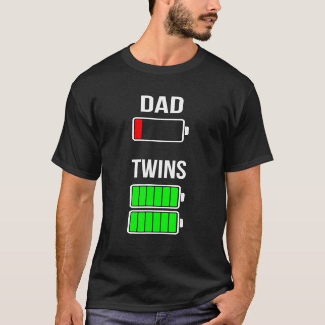 Mens Tired Dad Low Battery Twins Full Charge  Dadd T-Shirt (Front)