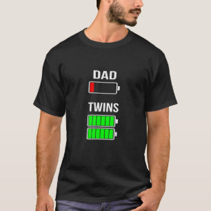 Mens Tired Dad Low battery Twins Full Charge funny T-Shirt