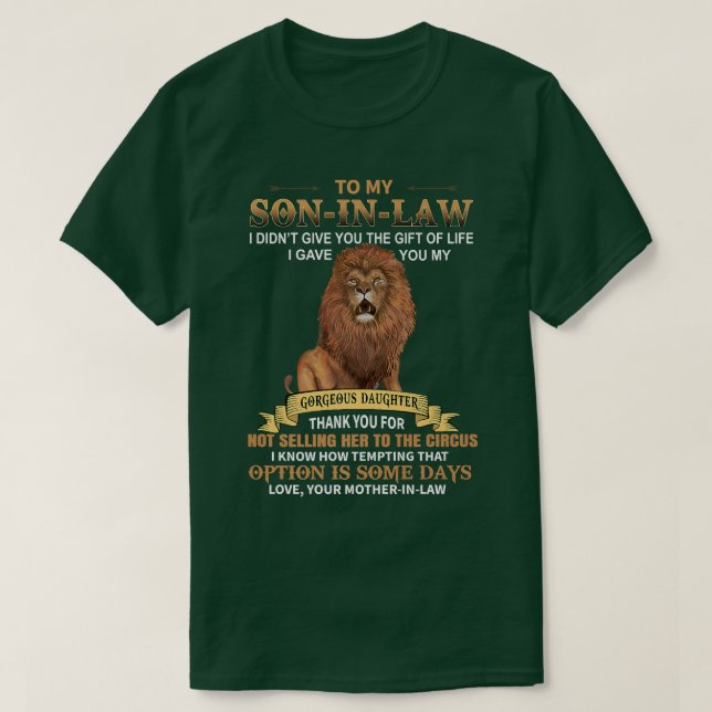 Mens To My SonInLaw Funny From MotherInLaw Thank Y T-Shirt (Design Front)