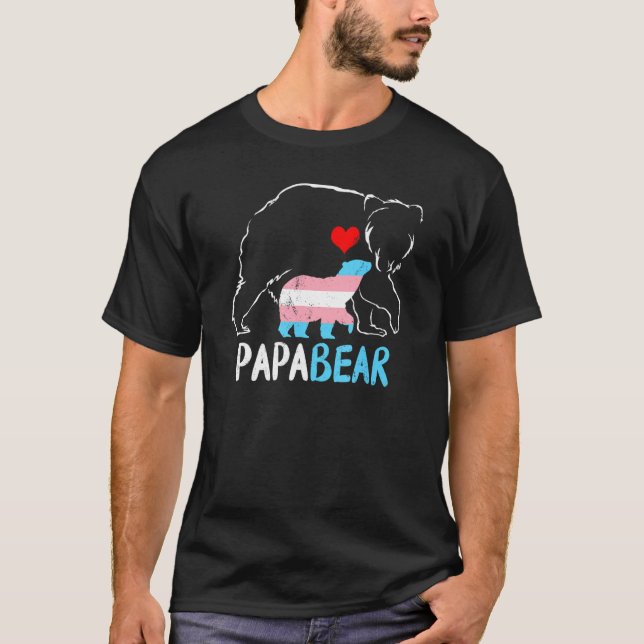 Mens Trans Papa Bear Pride Proud Dad Ally Transgen T-Shirt (Front)