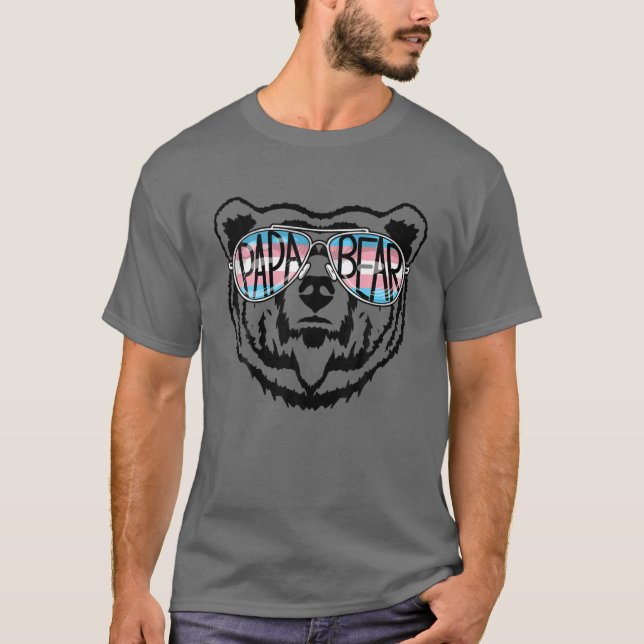 Mens Trans Papa Bear Proud Dad Ally Transgender Ra T-Shirt (Front)